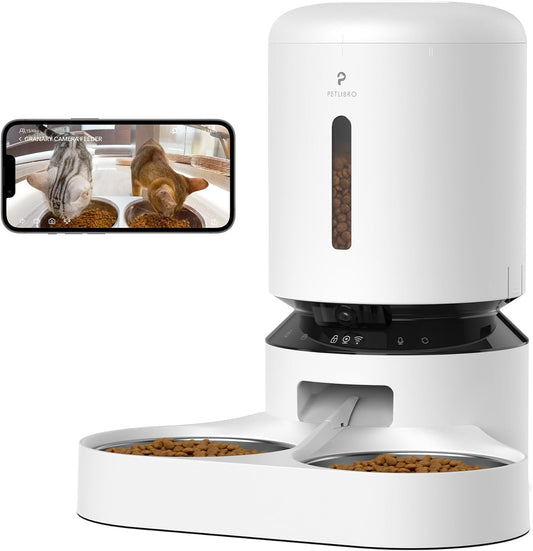 Automatic Cat Feeder with Camera for Two Cats, 1080P HD Video with Night Vision